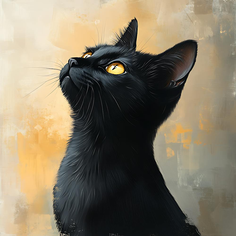 Black Cat Serene Oil Painting 8