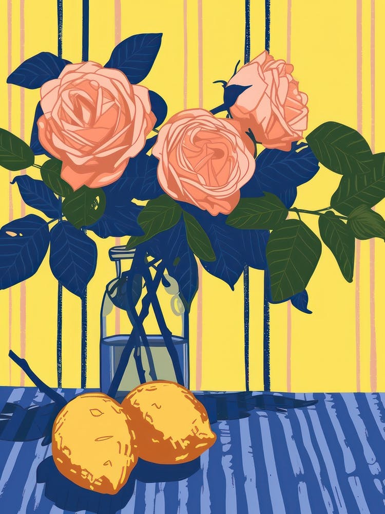 Rose Flowers On A Table   Contemporary Illustration 4