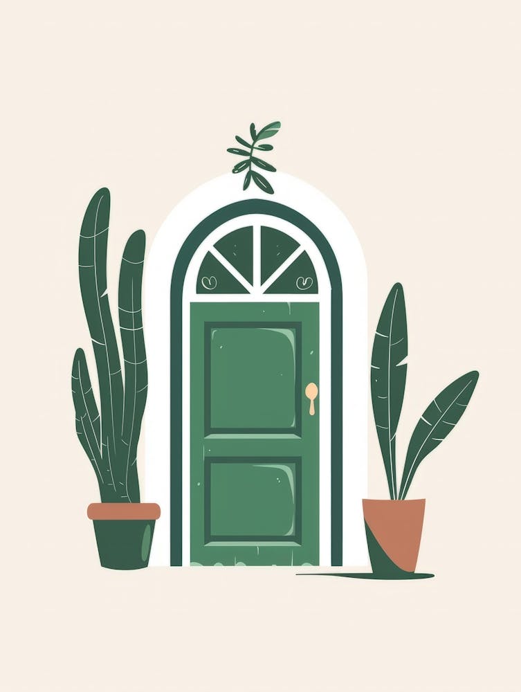Door With Potted Plants