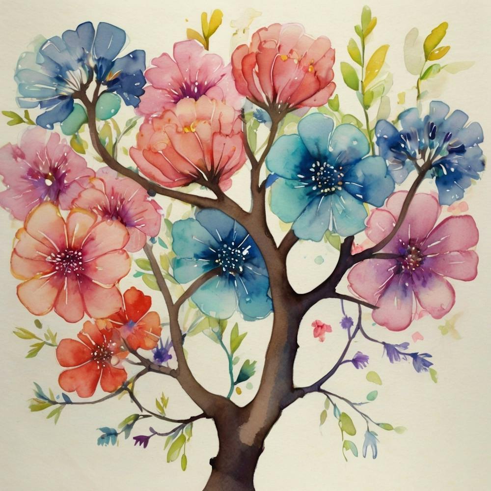 Default A Whimsical Watercolor Painting Of A Tree Branch Adorn 1