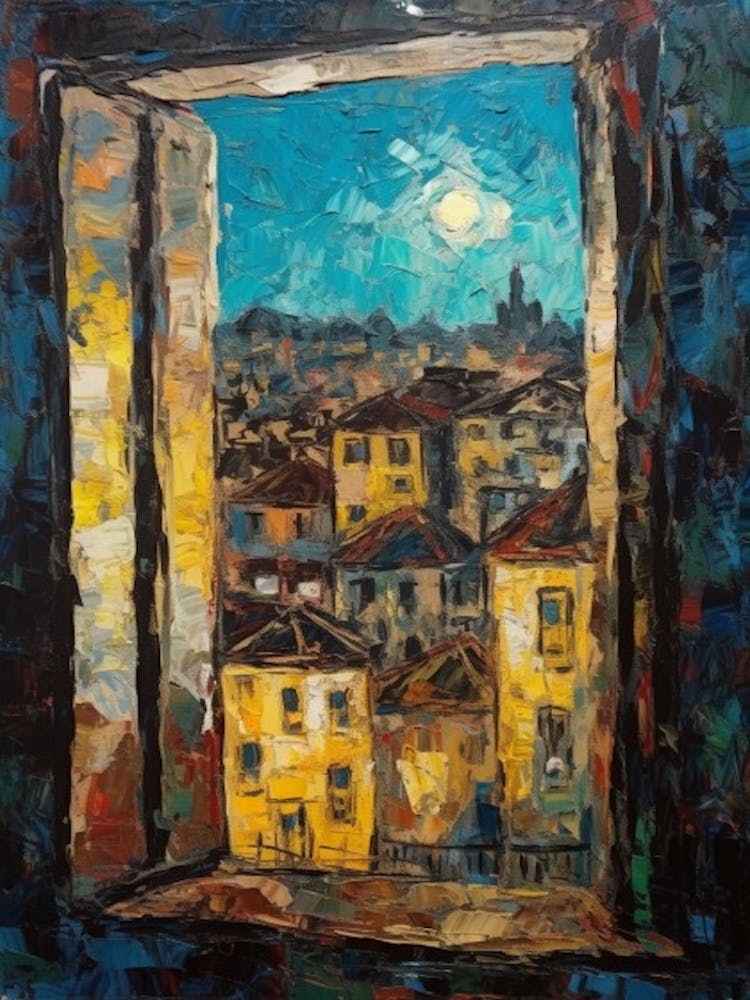 Window View Of Barcelona In The Style Of Expressionism 3
