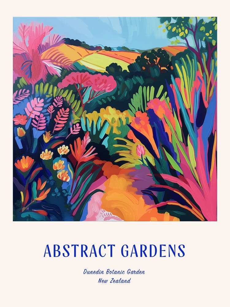 Colourful Gardens Dunedin Botanic Garden New Zealand 1 Blue Poster