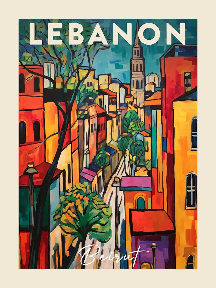 Beirut Lebanon 1 Fauvist Painting  Travel Poster