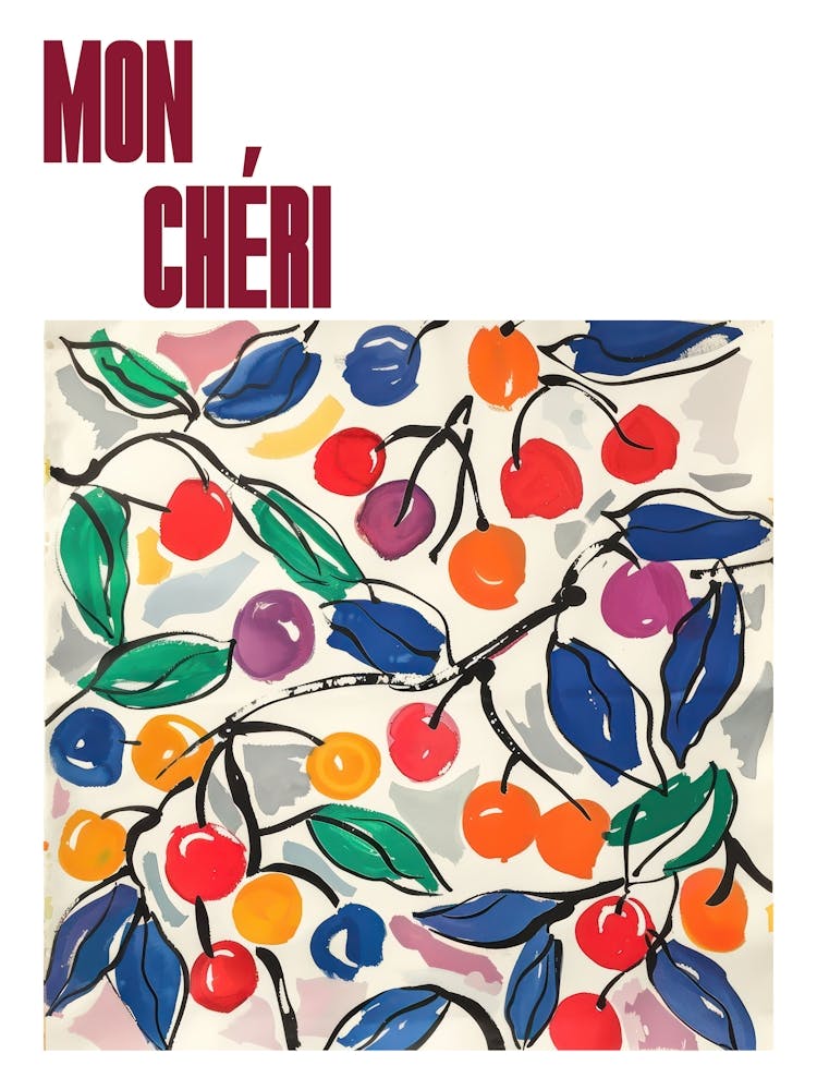 Mon Cheri Poster Summer Cherries Painting Matisse Style 8