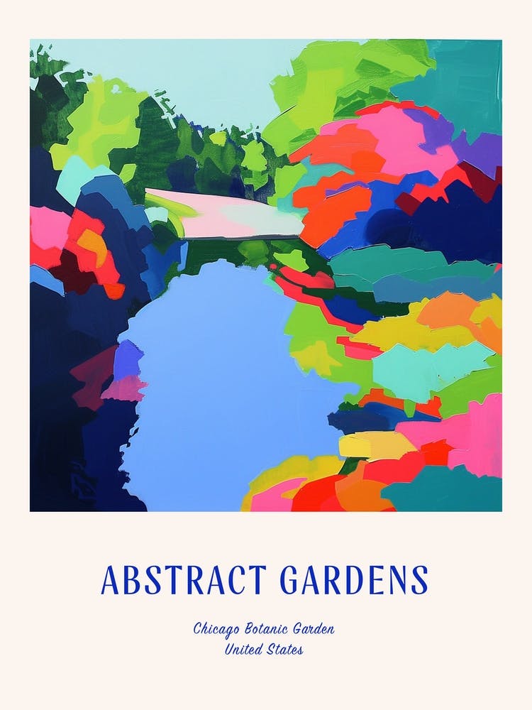 Colourful Gardens Chicago Botanic Garden Usa 3 Blue Poster