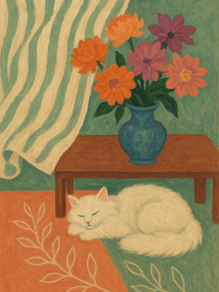 Cat Sleeping In A Vase