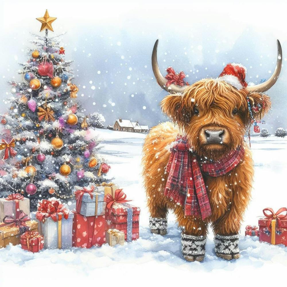 Christmas Highland Cow