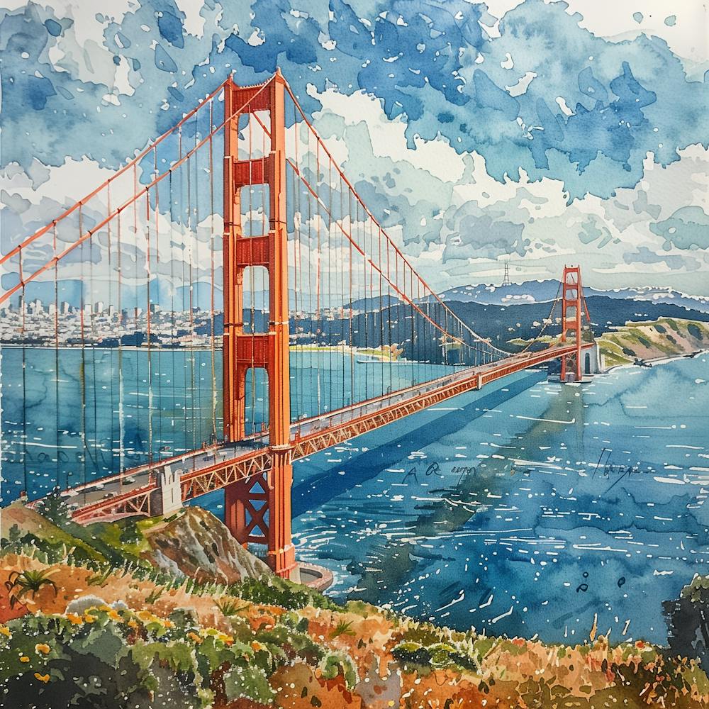 Tecknishan194 A Detailed Watercolor Painting Of The Golden Gate 82bc0c73 F66e 45c3 8927 D1c4f77e8edd