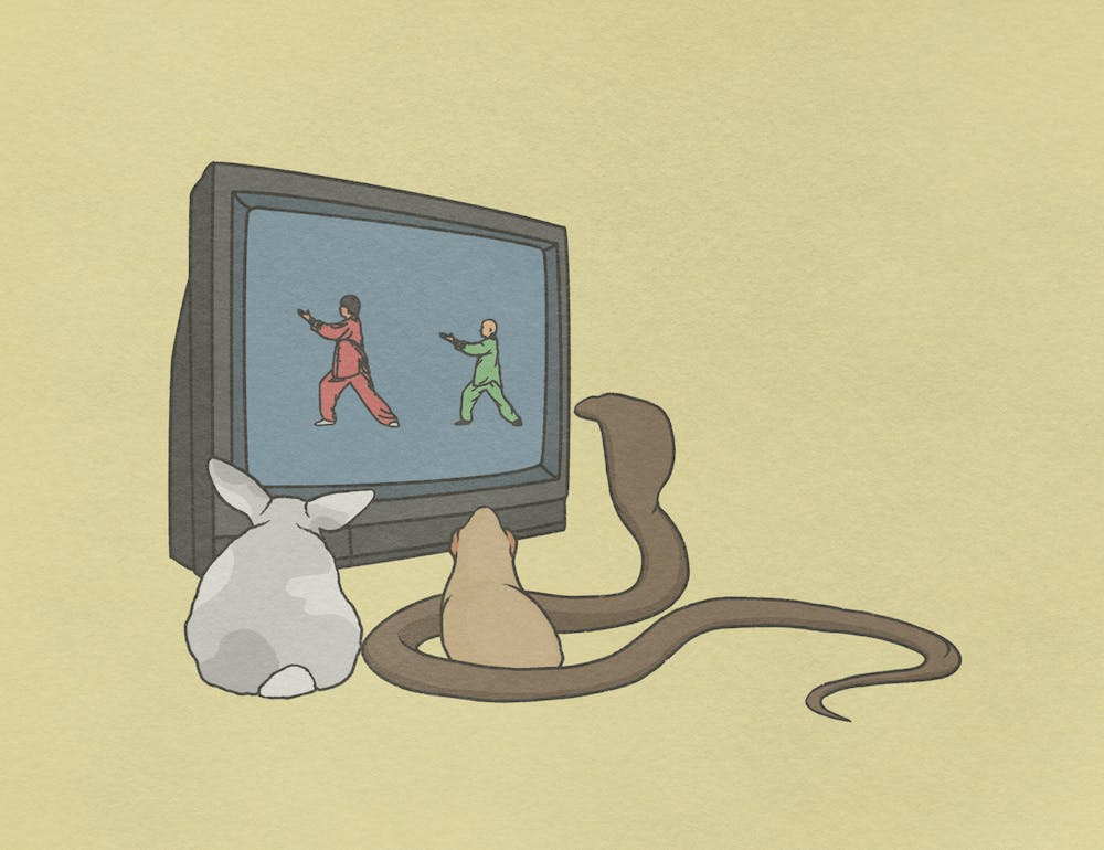 Tai Chi Animals, television, bunny, Guinea pig, snake, illustration, wall art