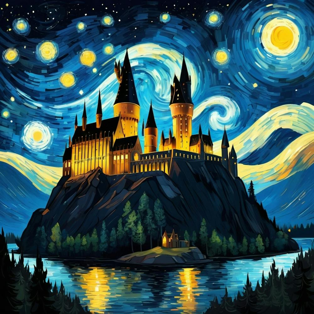 Castle At Starry Night Van Gogh Painting 2