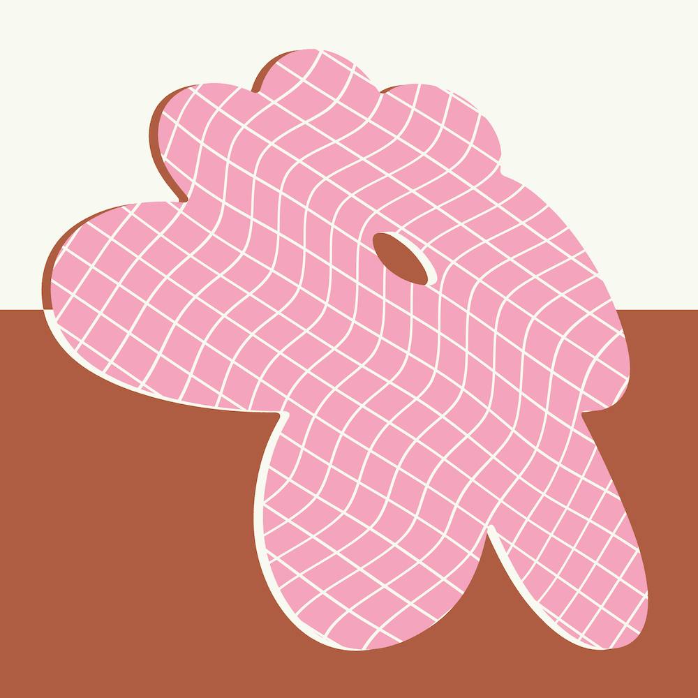 Distorted Flower Shape On Color Block Background 1
