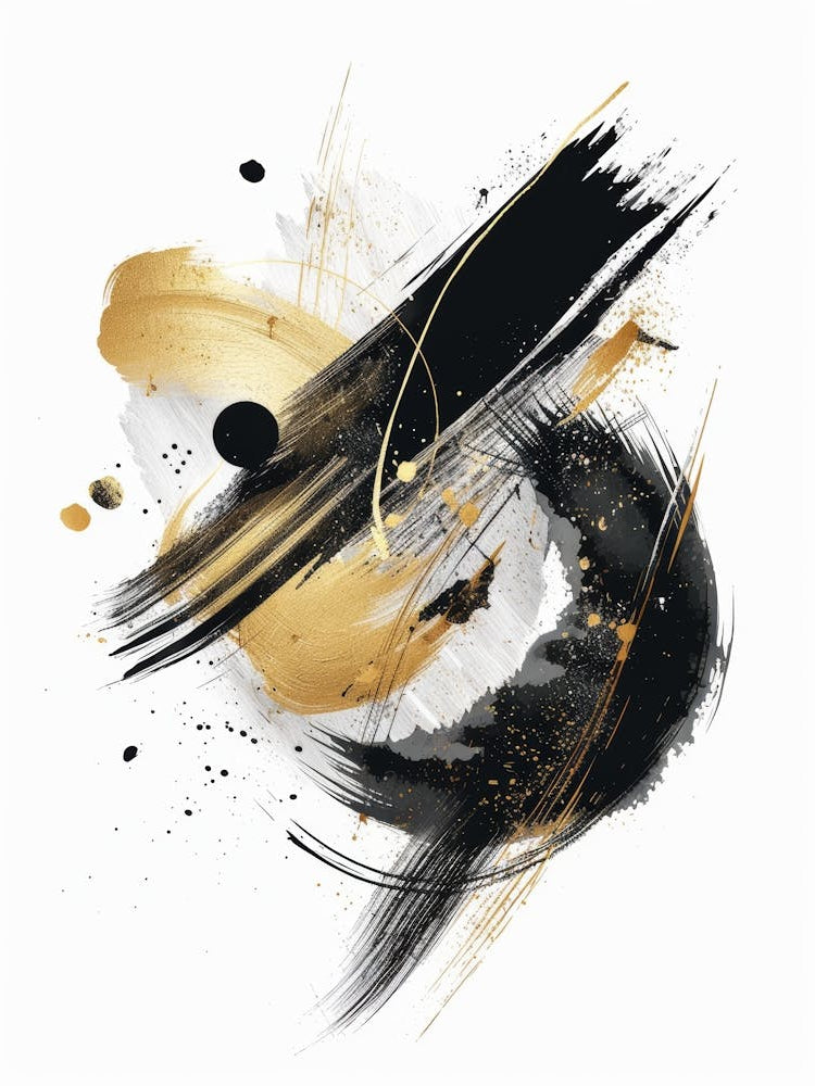 Abstract Black Gold Canvas Print 2