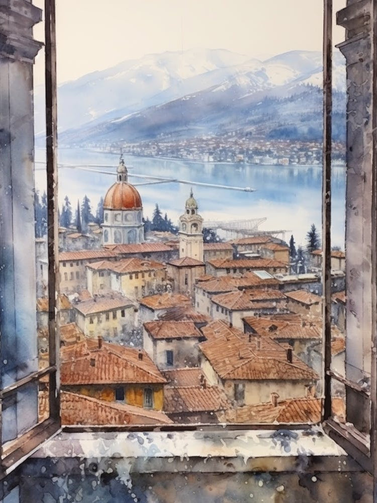 Winter Cityscape Lake Como Italy 3