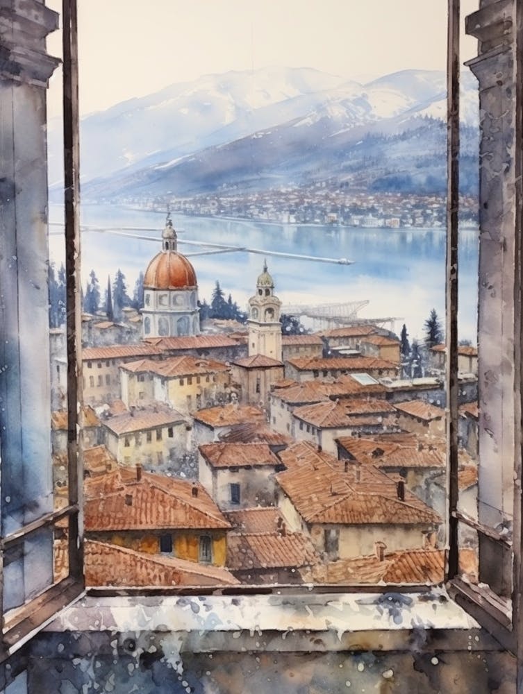 Winter Cityscape Lake Como Italy 3