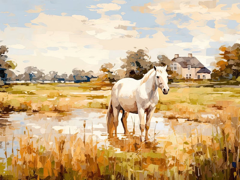Horses Painting In Lexington Kentucky, Usa, Landscape 2