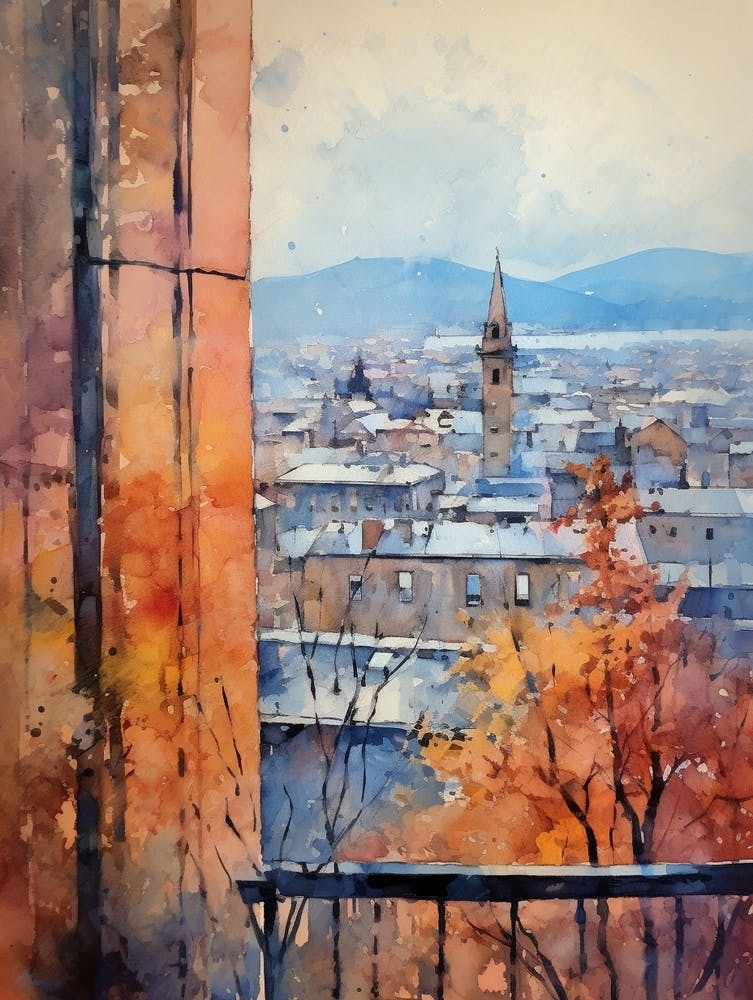 Winterliche Stadtlandschaft Genf Schweiz