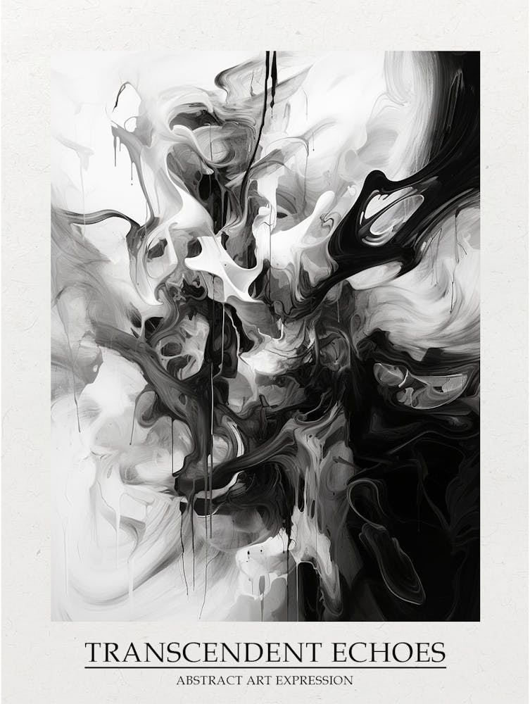 Transcendent Echoes Abstract Black And White 2 Poster