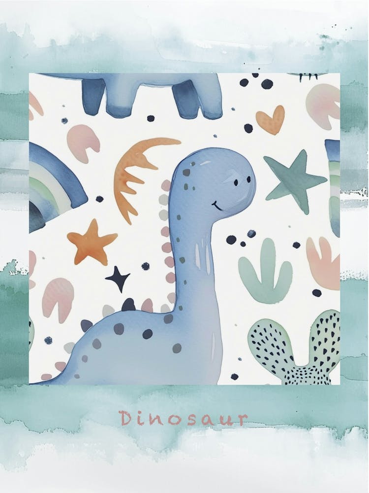 Dinosaure Étoilé Motif Pastels Durs 4 Affiche