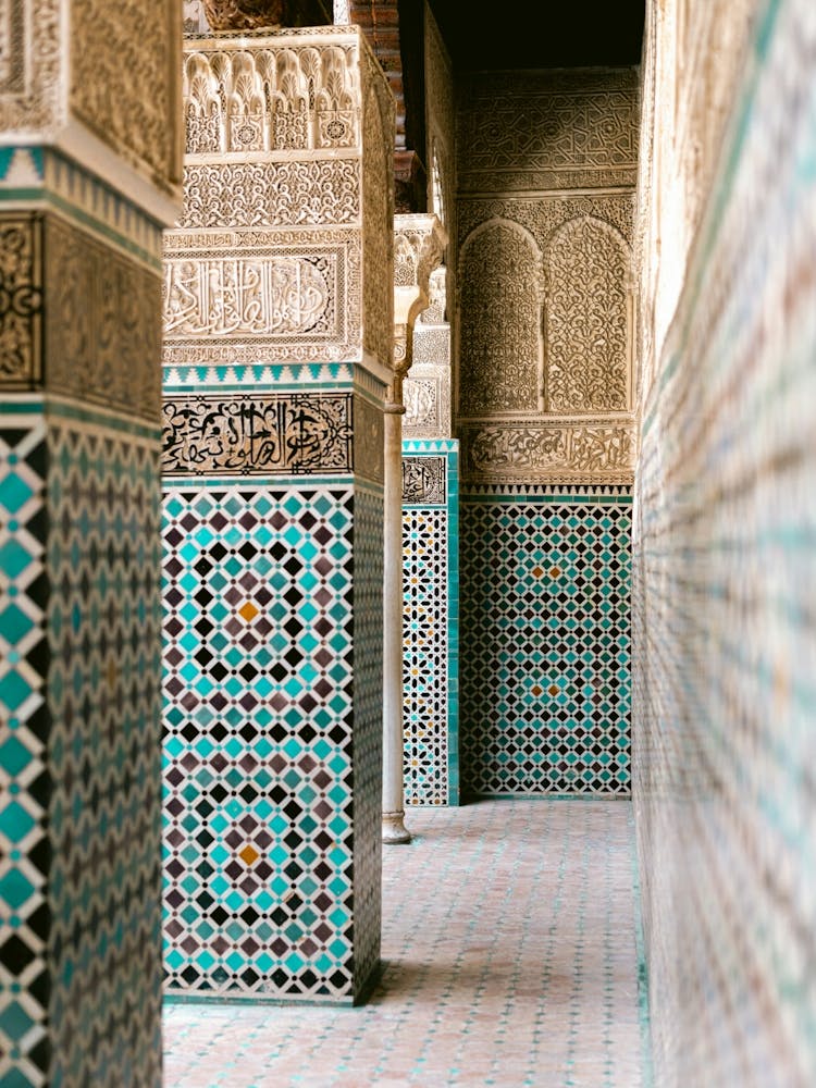Tiled Corridor In Morocco, Mosaic in Fes, Morocco | Colorful travel photography