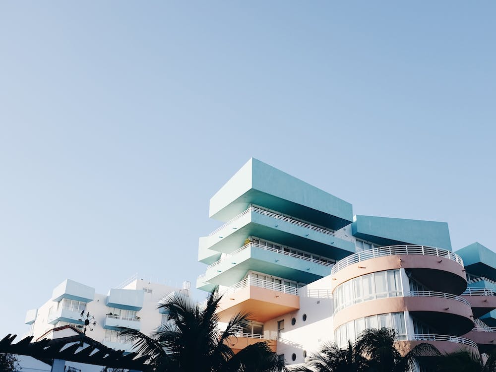 Pastel Hotel Balconies At South Beach Miami
