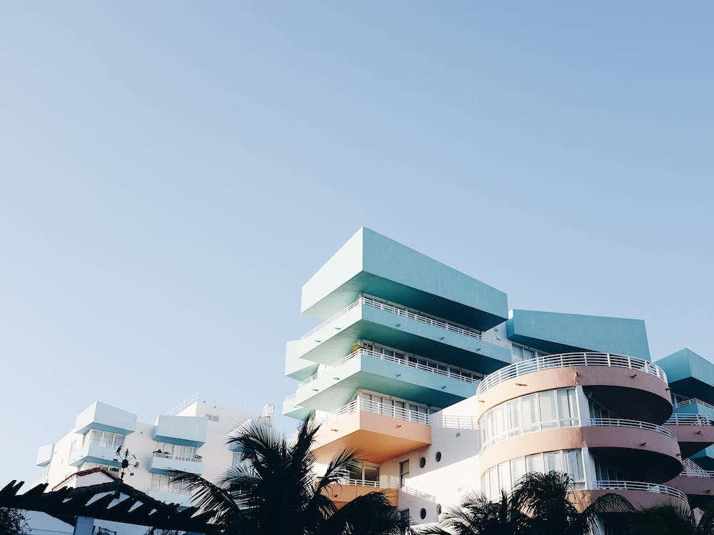 Pastel Hotel Balconies At South Beach Miami