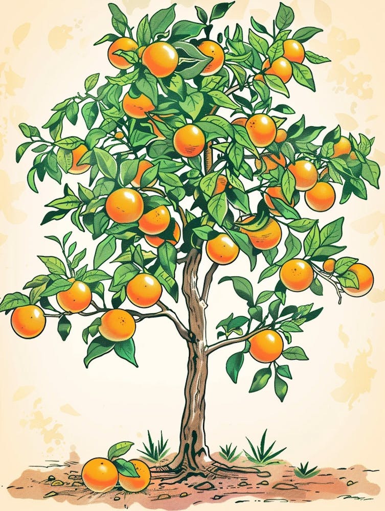 Orange Tree Storybook Illustration 1