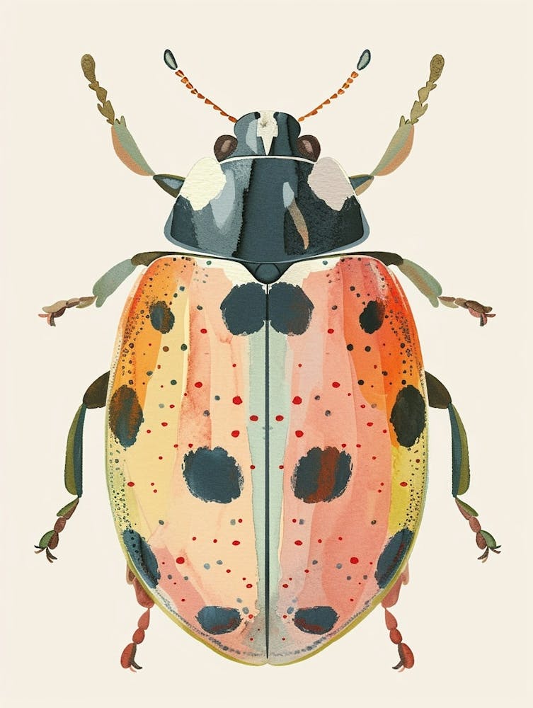 Farbenfrohe Insektenillustration Marienkäfer 18
