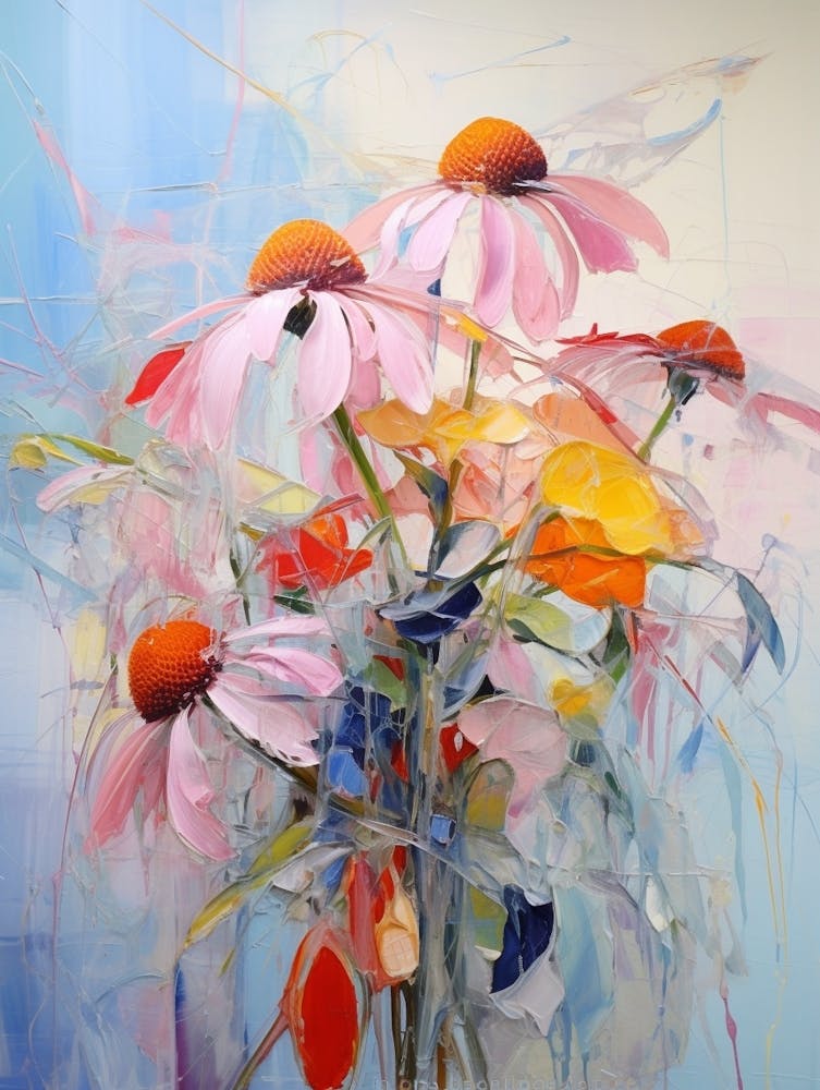 Abstract Flower Painting Coneflower 2