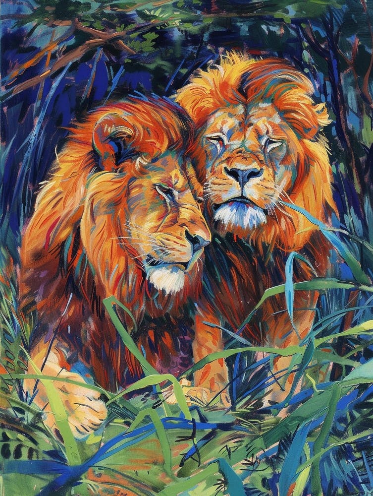Transvaal Lion Rituals Fauvist Painting 2
