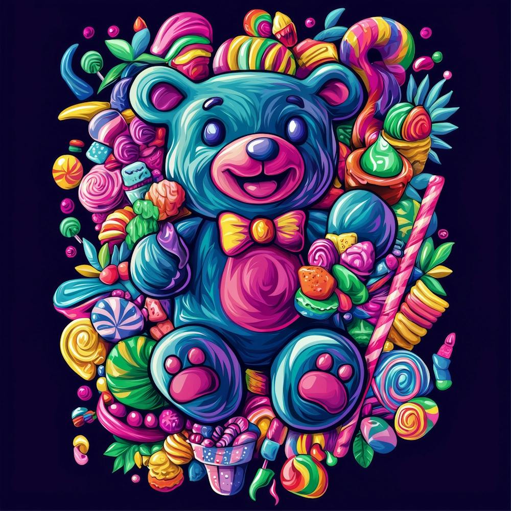 Psychedelic Teddy Bear print