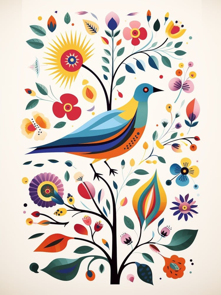 Scandinavian Bird Illustration Mockingbird 1