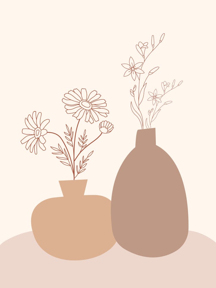 Two Vases With Flowers