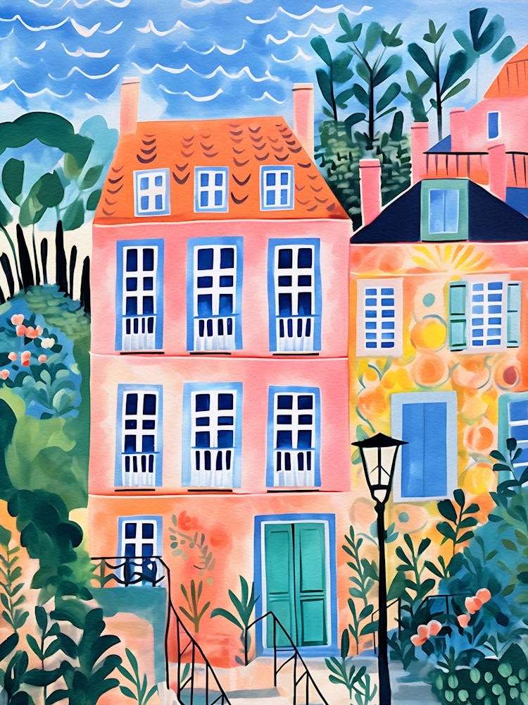 House On The Hill Watercolor Painting
