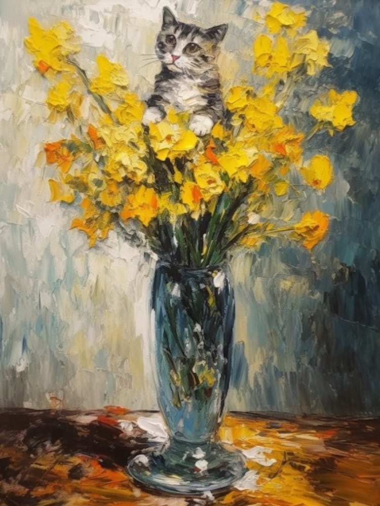 Daffodils With A Cat 3