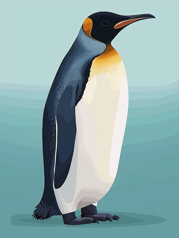 King Penguin Carcass Island Minimalist Illustration 3