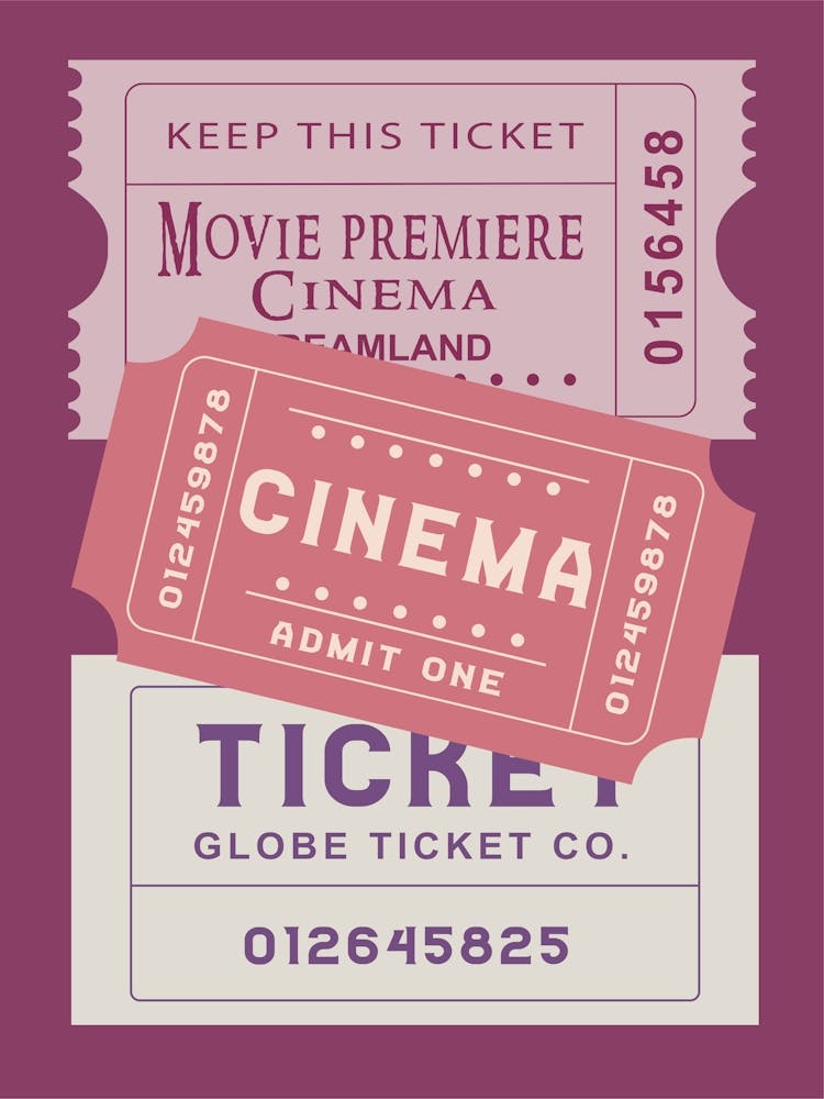 Cinema Ticket Pink Print