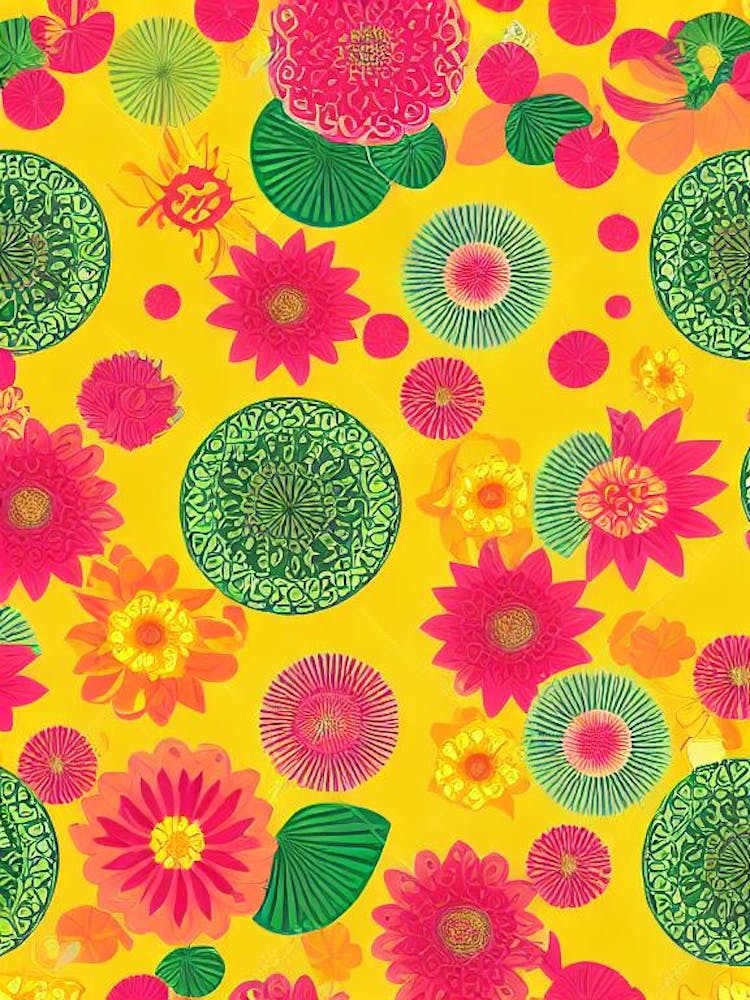 Lotus Repeat Retro Flower