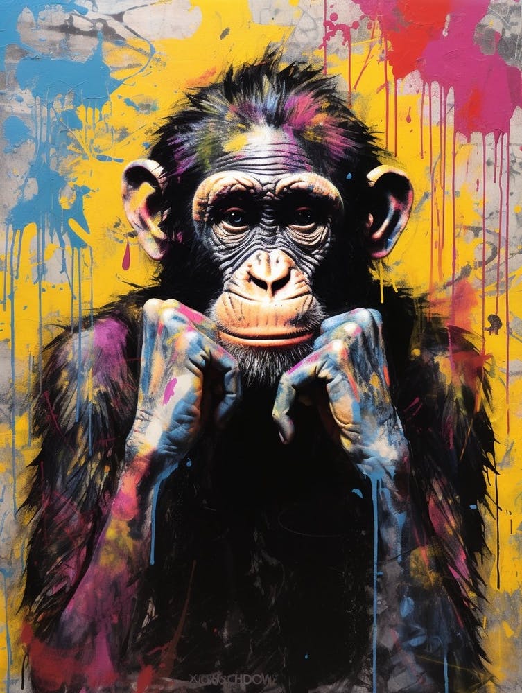 Colourful Thinker Monkey Graffii Style 4