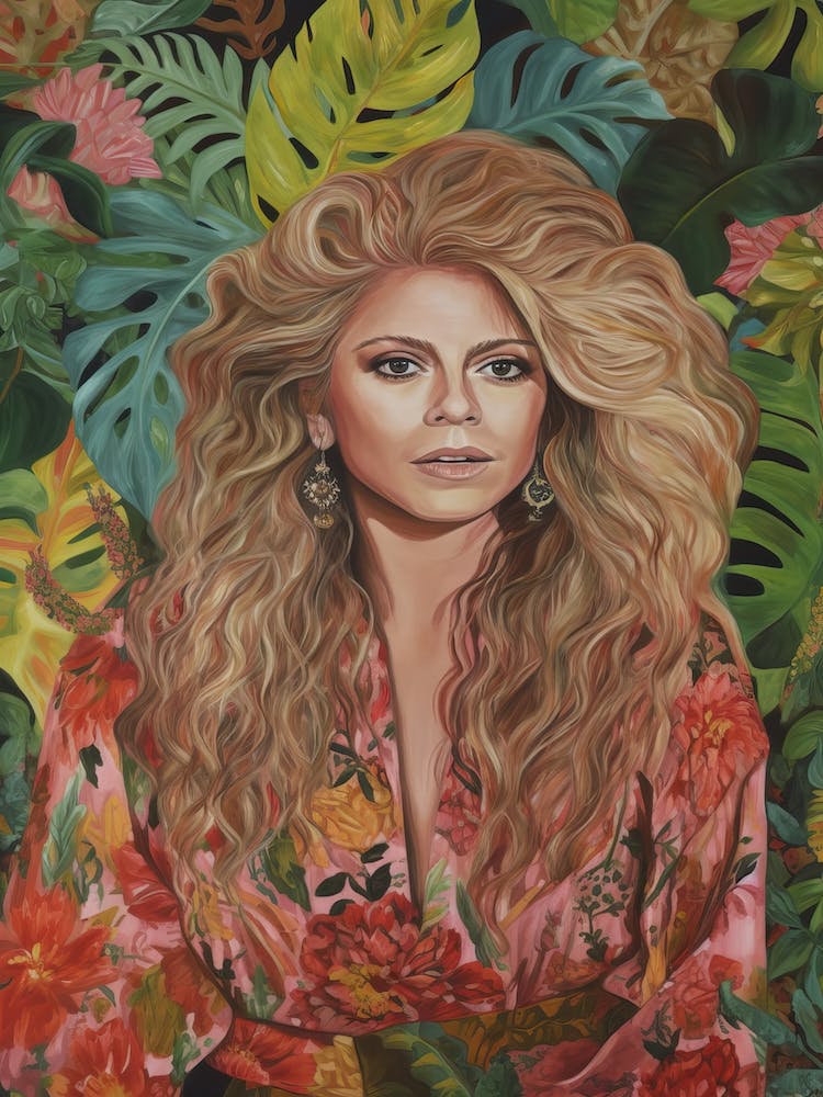 Floral Handpainted Portrait Of Shakira 2