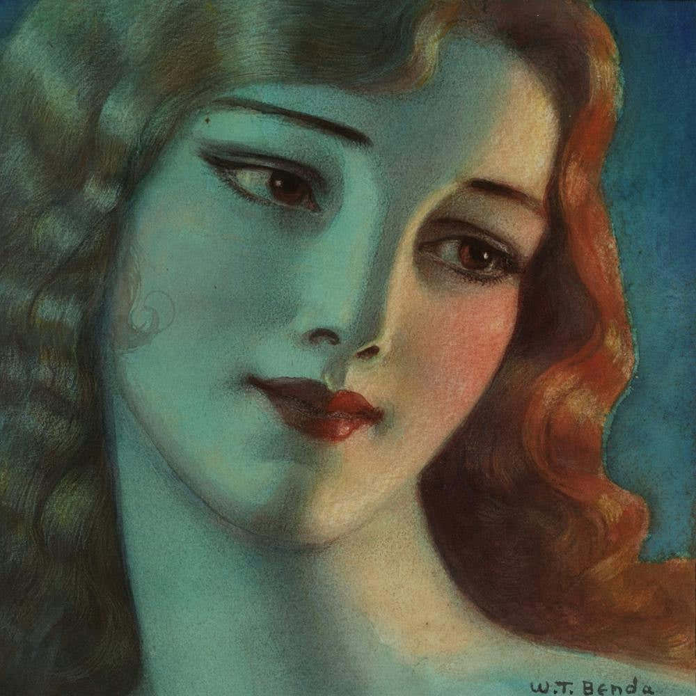 Head Of Girl With Long Blonde Hair (1923) By Wladyslaw Theodore Benda