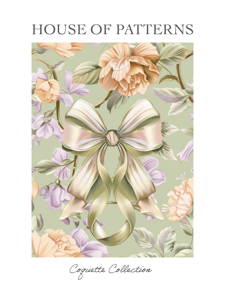 Coquette In Sage And Pink2 Pattern Poster