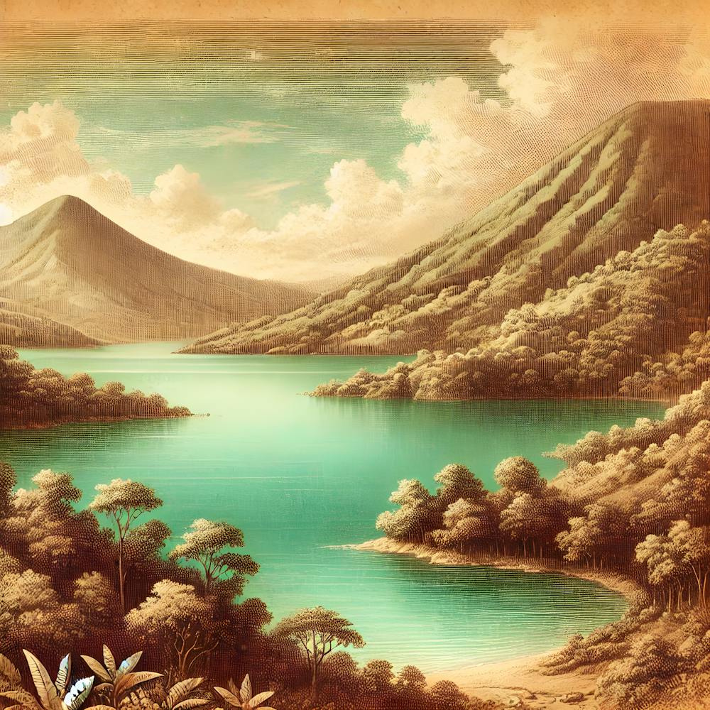 Lake Coatepeque Renaissance Elegance – Leonardo Da Vinci Inspired Artwork
