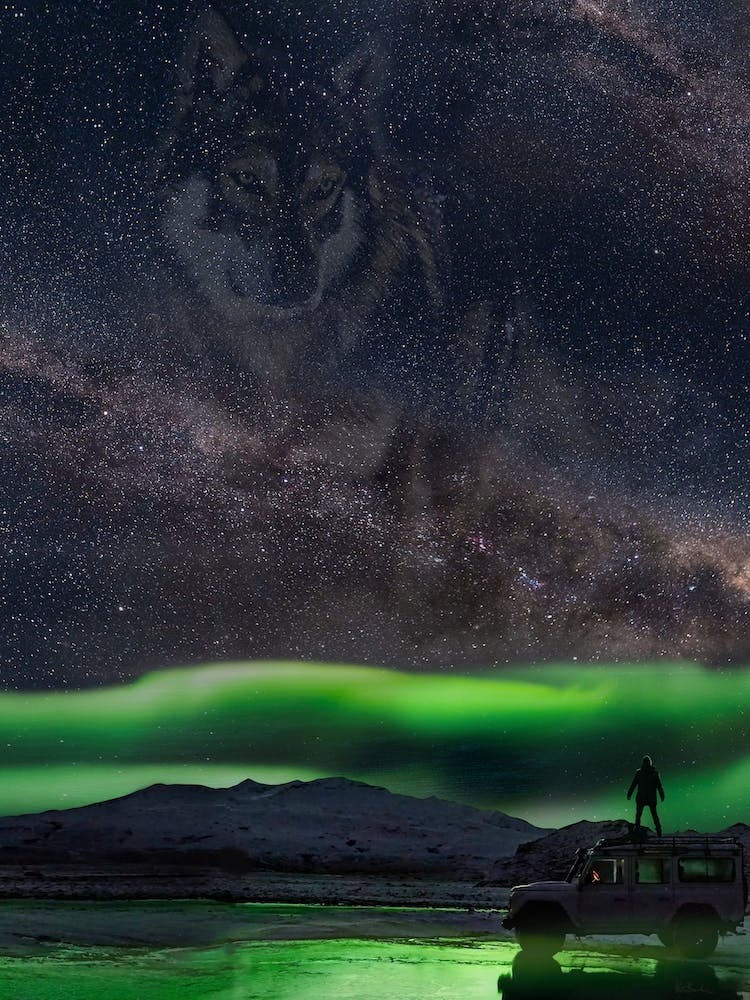 Nordlicht einsamer Wolf