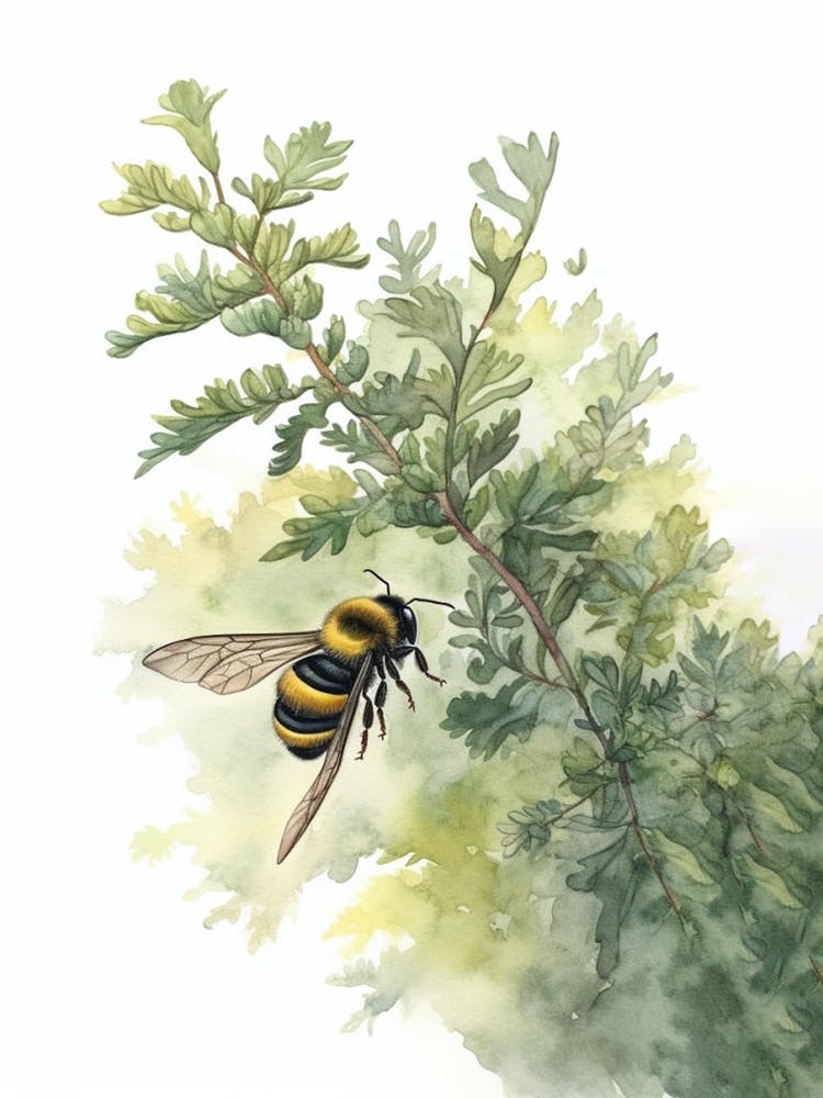 Western Bumble Bee Beehive Watercolour Illustration 1