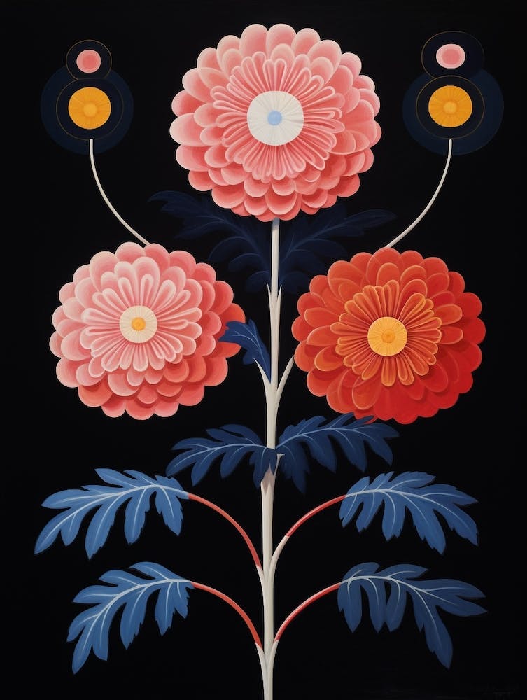 Chrysantheme 1 Hilma Af Klint Inspirierte Blumenillustration