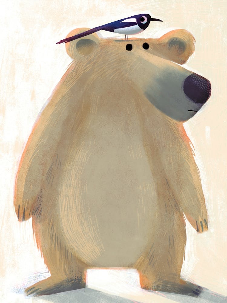 Polar Bear with Pesky Magpie
