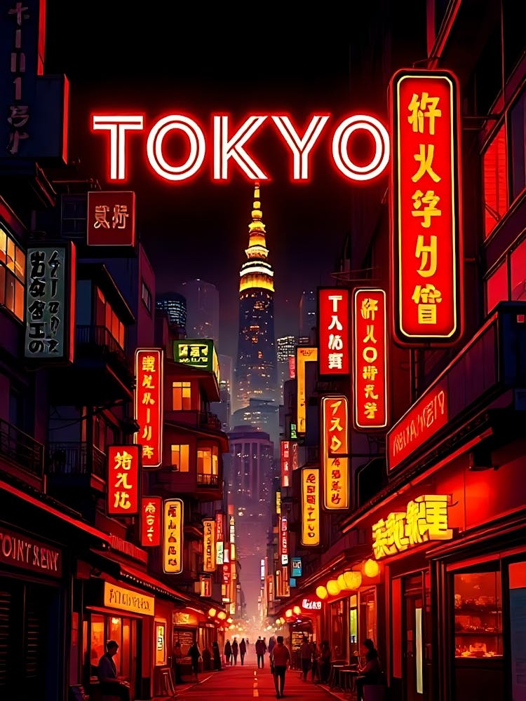 Tokyo Japan Vintage Digital Travel Poster 18