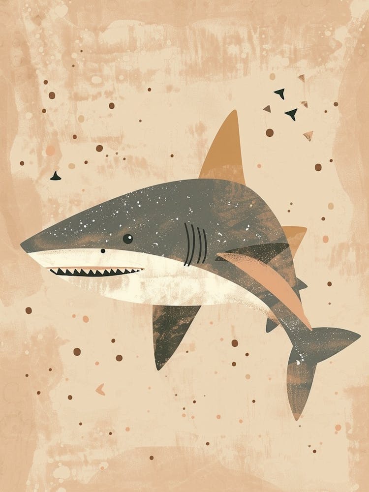 Cute Storybook Style Shark Muted Pastels 6