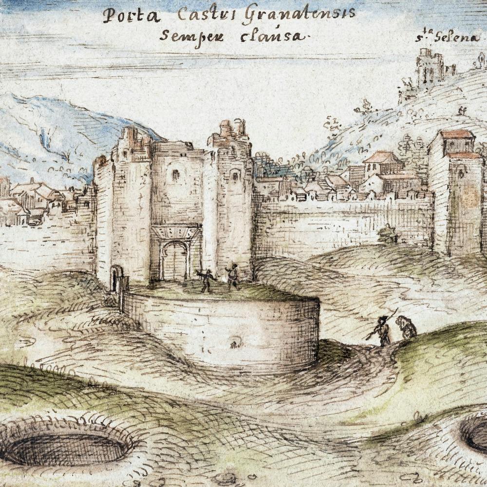 Closed Gate To The Castle (Alhambra) In Granada (1561 1601), Joris Hoefnagel