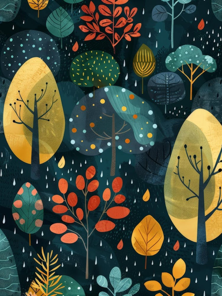 Autumn Trees Seamless Pattern 1